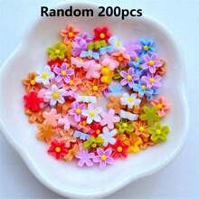 1 paquete de 100/200 piezas mini flores planas de 0,75 cm/0,29" de resina linda para decoración de joyería