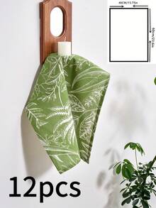 1/4/6/12pcs Green Maple Leaf Print Napkins, Simple Rustic Kitchen Placemats, Rectangle Table Mats For Dining, Parties, Events, All Seasons - Green - View 13