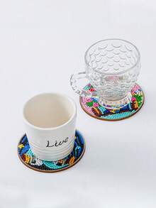 New Diamond Painting Coasters Round Full Drill Heat Insulation Mat Animal Shaped Table Mat DIY Asymmetrical Coasters With Holder