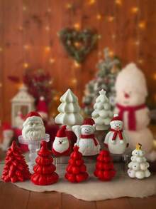 1pc Snowman, Christmas Tree, Santa Claus Candle Mold, DIY Silicone Snowman Candle Mold For Candle, Wax Melt, Plaster, Soap, Resin Crafts, Christmas Snowman Design, Home Decor, Holiday Gift, Art Supplies - White - View 3