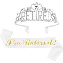 New  Retirement Party Drations Retired Tiara/Crown, Retired Sash For Women Retirement Gifts, Retirement Party Pli, Gifts, Favors (Sier) - 銀色 - 查看 1