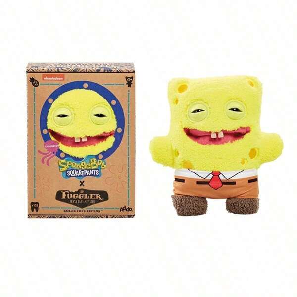 Spin Master Fuggler X SpongeBob Schwammkopf Plüschtier 23cm, lustiges hässliches Monster Kuscheltier, weiches Plüschspielzeug, lustiges Geschenk zu Weihnachten, Geburtstag für Kinder und Erwachsene, Sammlerspielzeug