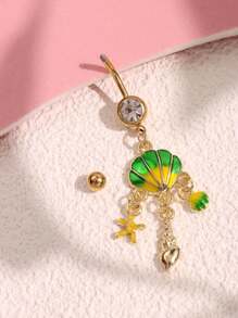 1 pièce Anneau de nombril à la mode et sexy, style océan, coquillage, étoile de mer, conque, idéal pour les vacances à la plage