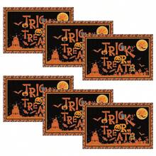 1 pieza/4 piezas Manteles individuales de lino de Halloween, manteles individuales para el desayuno o la cena, accesorios de cocina, fáciles de limpiar, aptos para fiestas de Halloween, mesa de comedor, hogar, restaurante, decoración de restaurante, con diseños de calabaza, bruja y fantasma