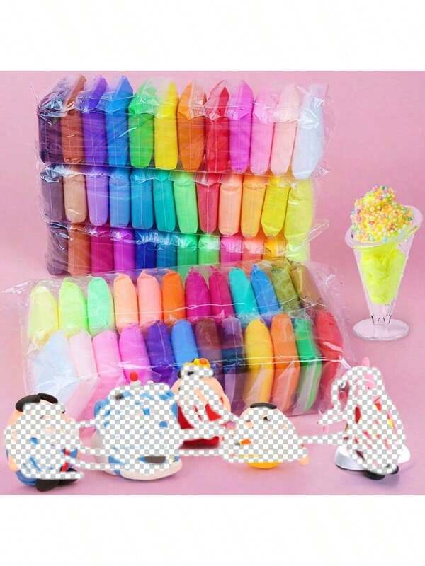 Random Color Super Light Polymer Clay Set, Safe Play Dough, DIY Art Craft Tools Included, Wholesale