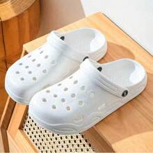 Unisex Casual Breathable Holes Flat Slippers, Lightweight Outdoor Indoor Two-Way Sandals For Beach