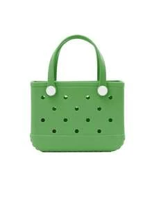 1pc Breathable EVA Women Beach Tote Bag - Lightweight Durable Solid Color Open Design, Large Waterproof Washable Sturdy Open Top Handbag, Suitable For Beach, Pool, Sports, Shopping, Picnics - Fashionable Holiday Accessory, Beach Bag, Holiday, Casual Outing, Festival Gift