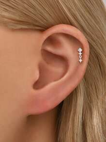 1 pieza Pendiente chapado en oro con rosca interna tipo Labret | Pendiente de tuerca de plata esterlina 925 hipoalergénico | Pendiente plano para cartílago Helix | Pendiente trasero tipo Labret | Para uso diario de mujeres y hombres (Vendido como 1 pieza)