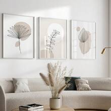 三件套，墙面装饰画，中性色调墙面装饰画，植物墙面装饰画，植物墙面艺术，植物艺术，极简主义墙面艺术，自然主题墙面装饰画，三件套装饰画，自然风，波西米亚风格，无框和有框可选
