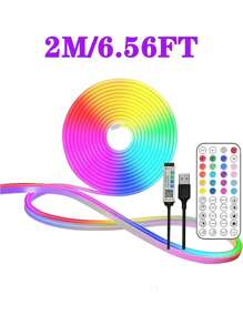 1pc Neon LED Light Strip, Waterproof, DIY Design, Suitable For Gaming Room, Bedroom, Living Room, Kitchen, Bar, Corridor, Party Decoration, Outdoor Decoration, Festival Atmosphere Decoration, Party Decoration, 44 Key Remote Control, Multiple Modes