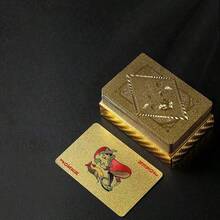 1/4 件时尚防水塑料扑克牌，防水且抗断裂的金色加厚富贵扑克牌，金色或金箔材质，经久耐用且外观酷炫，可作为游戏礼物，用于聚会和娱乐。 - 彩色 - 查看 14
