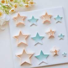 6 件套可爱圆形星形聚合物粘土耳环模具套装、五角星形粘土模具（用于 DIY 珠宝吊坠项链制作）、几何粘土手工工具、美国独立日粘土模具、美国独立日粘土模具 - 6pcs - 查看 2