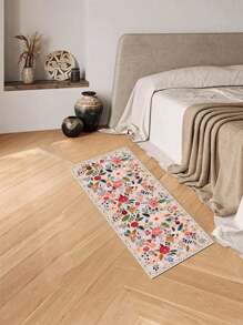 1pc Bohemian Vibrant Floral Area Rug, Colorful Flower Decor Carpet For Living Room, Bedroom, Entryway, Kitchen, Bathroom, Gaming Room, Study, Durable And Easy To Clean