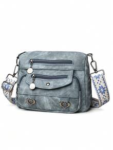 Women's Soft Leather Crossbody Bag Middle-Aged Shoulder Bag, New Design For Spring/Autumn - Blue - View 6