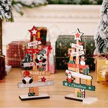 1pc Christmas Decorative Wooden Ornament, Small Desktop Decoration For Window Display, Indoor, Restaurant, Bar