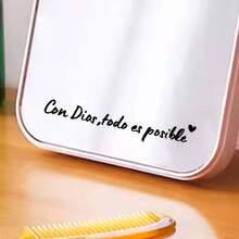 Spanish Car Rearview Mirror StickersCon Dios Todo Es Posible Mirror Decal For Car,Waterproof Christian Car Accessories For Bottle Laptop Window Sticker Suitable For Car Rearview Mirror, Water Cup - one-size - View 4