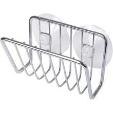Soporte para esponja para fregadero de cocina, organizador de esponja de acero inoxidable con ventosa, suministros de cocina, organizador de fregadero montado en la pared - Plateado - Ver 9