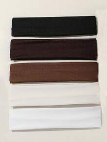 5条装弹力防滑柔软布艺发带，女士适用 - 瑜伽、跑步、运动配饰，发带头巾，吸汗带，秋冬季女士度假发饰，优雅围巾，女士头巾，柔软头巾 - 彩色 - 查看 3