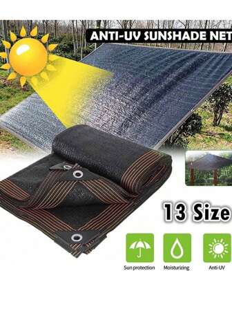 Tela de sombreado negra, malla parasol con borde reforzado y ojales, red de sombra para pérgola, plantas de invernadero, jardines, patio, toldos