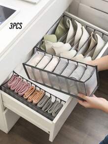 3 pièces Boîte de rangement pliable pour tiroir de sous-vêtements, convient pour ranger les sous-vêtements, pantalons, t-shirts, soutiens-gorge, chaussettes, avec des compartiments de rangement