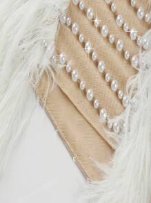 Nuevo vestido elegante de gala blanco para mujer con detalles de lentejuelas y plumas, sofisticado para eventos de banquete