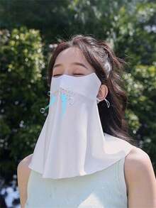 1 件女士无痕防晒面罩冰丝防紫外线夏季透气薄面罩新款女士时尚颈围和全脸面罩，运动设计，适合骑行、户外活动，防风防晒，透气覆盖，骑行配件，简约图案，耐用面料