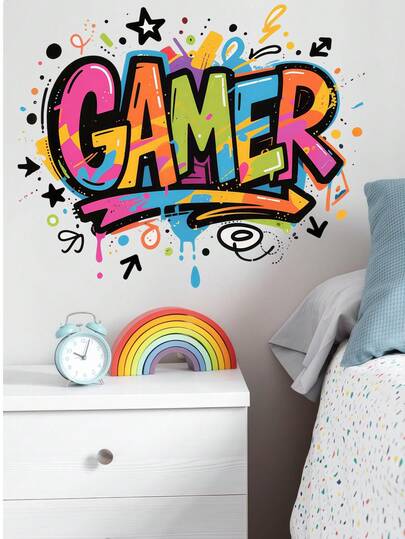 Colorful Game Character Wall Decals, Stickers For Boys' Game Room, Personalized Video Game Wall Art