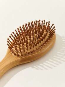 女士粗竹梳子、生发竹梳子、头皮按摩梳子、梳子清洁工具 - 彩色 - 查看 4