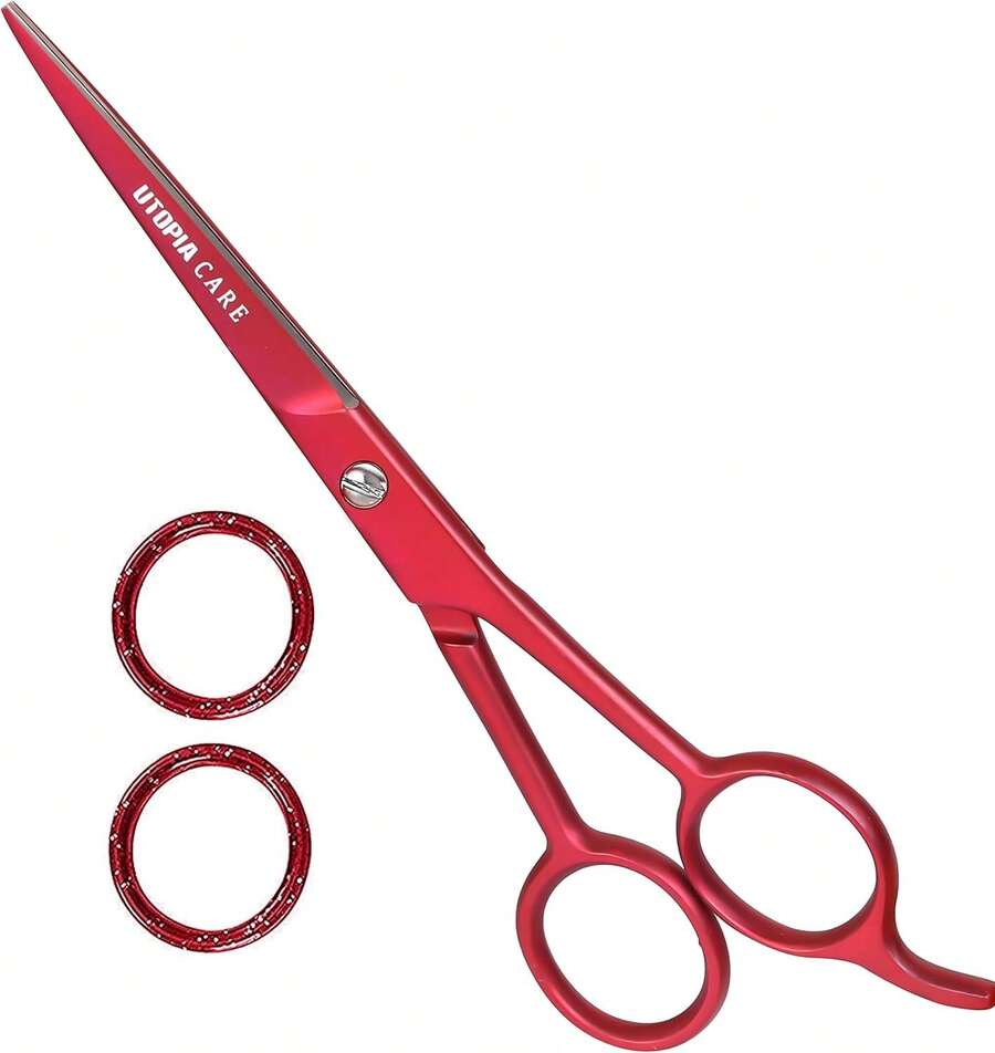 Utopia Care Hair Cutting And Hairdressing Scissors 6.5 Inch, Premium Stainless Steel Shears With Smooth Razor And Sharp Edge Blades For Salons, Men, Women And Kids, Silver - Red - View 1