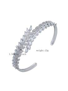 1 peça Pulseira elegante com folha de zircônia, bracelete com abertura, joia microincrustada, presente para mulheres, uso diário