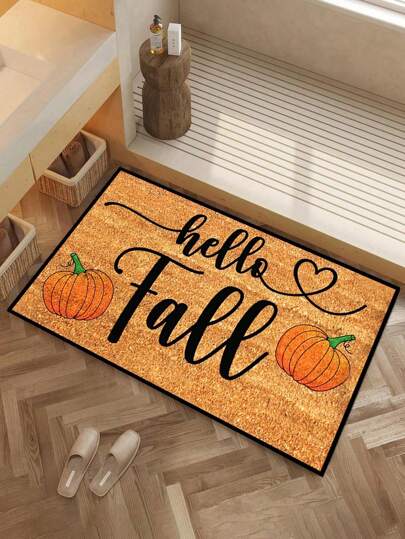 1 Stück Herbst Schleife Kürbis Willkommens-Fußmatte mit braunem Hintergrund, saisonaler Stil Innen- und Außen rutschfester Teppich, maschinenwaschbarer Polyesterfaser Türvorleger, geeignet für Küche, Esszimmer, Flur, Bad, Schlafzimmer, Außenbereich, Eingangsbereich, Heimdekoration, Raumdekoration, ganzjährig