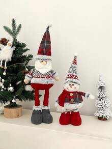 1 pieza, Muñeca decorativa de Navidad Adorno Año Nuevo Figura de Reno, Muñeco de Nieve, Santa Claus de pie Decoración Feliz Navidad