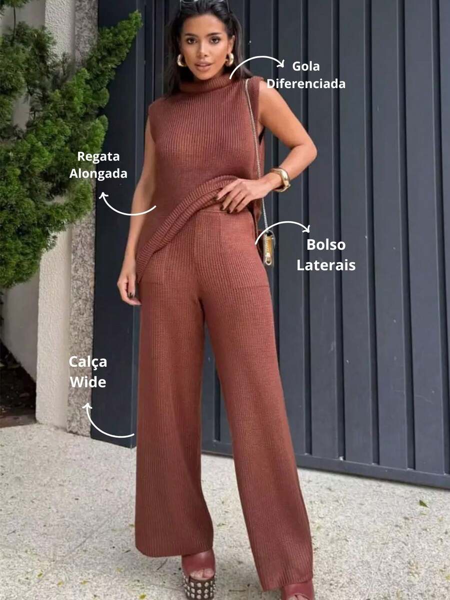 Women's Knitwear Set Autumn Winter Fashion - Rust Brown - View 1