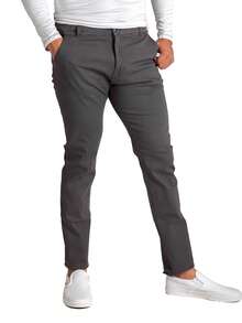 Pantalon De Gabardina Casual Strech Hombre Skinny - Gris Pedernal - Ver 3