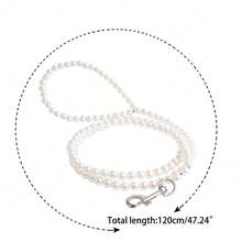 Pearls Beaded Pet Dog Leash For Training Walking Lead,Glamorous Pearl Dog Cat Chain,Premium Metal Clasp Ensures A Secure Connection To Your Pet's Harness,Stylish & Durable Accessory For Your Pet,Exquisitely Pink And White Pearls,Merges Elegance With Functionality, Perfect For Fashion-Forward Pet Owners - Multicolor - View 13