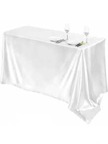 1 Set Rectangular Satin Tablecloth + 1 Set Table Runner, 57.08"X102.3", White/Black/Rose Gold, Satin Tablecloth/Chair Sash/Chair Back Decoration, Suitable For Home, Indoor, Outdoor, Picnic And Camping, Suitable For Decorating All Holidays And Formal Occasions, Applicable To Wedding/Hotel/Restaurant Party/Birthday Party/Easter/Wedding Season