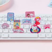 Sanrio 40pcs/Pack Cute Black Sticker Set, Including Hello Kitty, Pompompurin, And My Melody Cartoon Animal Paper Stickers, DIY Scrapbooking Decoration Materials With PVC Storage Bag
