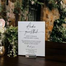 Libro de visitas de acrílico para audio para boda - Deja un mensaje para los recién casados sin electricidad - Elegante aspecto de vidrio transparente para la decoración de la fiesta de boda