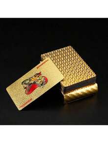 1/4 件时尚防水塑料扑克牌，防水且抗断裂的金色加厚富贵扑克牌，金色或金箔材质，经久耐用且外观酷炫，可作为游戏礼物，用于聚会和娱乐。 - 彩色 - 查看 11