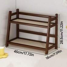 1pc实木桌面收纳架双层厨房桌面架桌面书架家用桌面收纳架 - 彩色 - 查看 16
