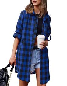 Seasonal Women's Flannel Plaid Shirts Long Sleeve Mid-Long Casual Boyfriend Shirts With Pockets Blouse Womenswear Oversize Comfort