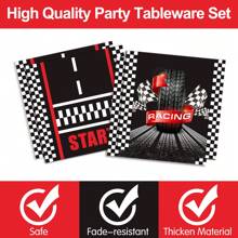 168pcs Pieces Of Racing Themed Tableware - Includes Paper Plates, Paper Cups, Paper Napkins, Knives, Forks And Spoons. Serves 24 Guests -  Birthday Parties, Family Dinners, Camping Trips.