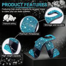 2 ganchos para asiento de coche con cristales brillantes, ganchos colgadores para reposacabezas de automóvil, ganchos traseros para bolso, bolsa de la compra, ropa de color rojo - 2 piezas - Ver 6