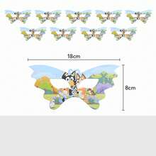 Disposable Meal Plate Sets With Dog Bruy Themed Birthday Party Decorations, Triangular Flags, Atmosphere Banners (5 Sets For Each Style)(Set Of 10 7-Inch Paper Trays, Set Of 10 9-Inch Paper Trays, Set Of 10 Paper Cups, Set Of 6 Popcorn Boxes, Set Of 6 Dragon Blowers, Set Of 6 Speakers, Set Of 10 Masks, Set Of 10 Triangular Flags, Set Of 10 Straws, Set Of 10 Invitation Cards, Set Of 20 Tissues, Set Of 6 Paper Caps, Set Of 1 Tablecloth) - 彩色 - 查看 4