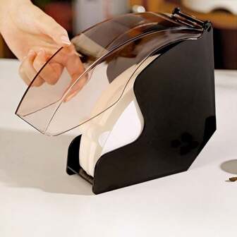 1pc Fan Shaped Acrylic Coffee Filter Paper Storage Rack - Hand Washable Coffee Filter Paper Dustproof And Moisture-Proof Box, Enclosed Space, Very Practical And Beautiful