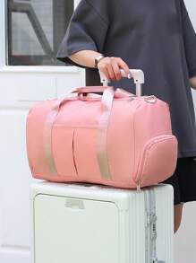 1 pièce Grand sac d'entraînement, sac de voyage, sac de gym, bagage de vacances de fin de semaine, compartiment séparé pour chaussures sèches et humides. Sac cabine adapté aux voyages d'affaires, aux vacances, aux loisirs en extérieur, au ski, aux séjours, aux sports, à l'école, aux week-ends, aux couples.