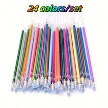 Juego de 24 piezas de recambios de bolígrafos de gel con brillo - Estuche de recambios de tinta de colores múltiples, adecuados para arte, manualidades y escritura - Juego de recambios de bolígrafos de tinta neutra, suministros de escritura | Exhibición organizada | Plástico duradero