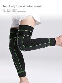 2pcs Extra Long Compression Straps, Basketball Knee Pads, Joint Sleeves, Unisex Extra Long Warm Compression Straps, Elastic Sports Long Strap Knee Pads, Anti-Slip Compression Knee Protector Warm For Running Sports, Nylon Thigh Knee Pads, Cycling Knee Pads - Green - View 4