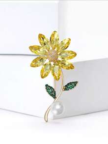 1 件水钻向日葵花束胸针 - 带金箔装饰 - 时尚配饰，适合休闲装、特殊场合、生日、周年纪念日、情人节礼物，适合女士背包、学校办公室配件、衬衫夹克珠宝、圣诞节万圣节衣服别针、有趣可爱的教师礼物 - 彩色 - 查看 10