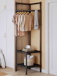 1 Pieza Perchero Organizador de Armario Independiente, Simple Árbol de Pasillo con 2 Estantes de Almacenamiento, Organizador de Almacenamiento de Esquina, para Entrada, Dormitorio, Negro - Multicolor - Ver 2